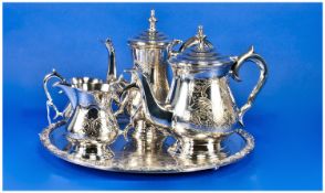 5 Piece Silver Plated Tea Set Including Tray.