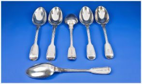 George Angell Matching Set Of Six Dessert Spoons. Hallmarks for London 1843, 1847, 1862, 1853. All