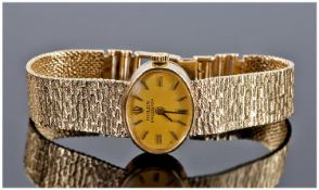 Ladies 9ct Gold Rolex Precision Manual Wind Wristwatch, Oval Gilt Dial With Baton Numerals, 9ct