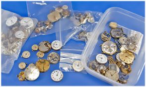 Collection Of Watch Movements Complete Mix To Sort, As Found
