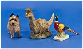 Three Small Ceramic Animals Figures Comprising Beswick Scotch Whisky (seals in tact), Beswick Corgi