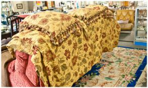 Heavy Quality Pair of Full Length Curtains by ``Paoletti``. Brocade classic design, fully lined.