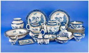 Booths Old Willow Pattern 118 Piece Dinner And Tea Service. Comprises dinner plates, coffee cups,