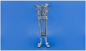 WMF Vase/Glass Liner, Art Nouveau Openwork Design Possibly by Albin Muller, Height 10½ Inches.