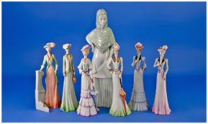 Small Selection Of Ceramic Spanish Lady Figures 7 in total. Various heights.