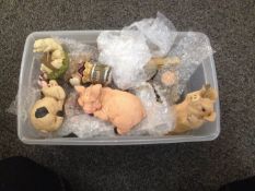 Collection Of Assorted Small Piggy Ornaments together with animal figures.