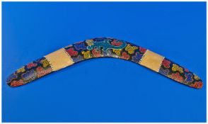 Australian Aboriginal Interest. A Boomerang Hand Painted in traditional aboriginal fashion with a