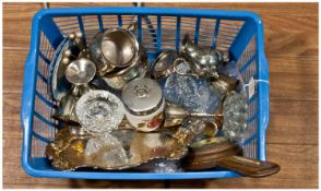 An Assortment Of Items Including Silver Plate, Barometer, Wedgwood glass etc.