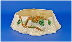 Clarice Cliff Hand Painted Bowl, chestnut. c.1935. Tree stump shape. 4 inches high and 8.25 inches