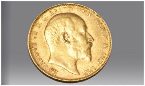 Edward VII 22ct Gold Full Sovereign, date 1907 Perth Mint. V.F-E.F. condition. 7.99 grams.
