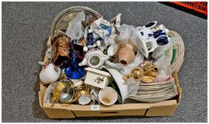 Good Box Of Ceramics Including bavarian gilt tea set, various cabinet plates and certificates,