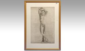 Fine Quality 18th Century Pencil Drawing Of Adonis, after the antique. Circa 1790-1800. Drawing