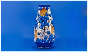 Charlotte Rhead Signed Burgess & Leighs Vase `New Vine` Pattern. Blue berries & oranges` 4347.