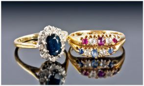 Late Victorian 18ct Gold Diamond Ring, Set with Two Rows Of Alternating Ruby And Diamonds And