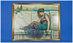 John William Godward (British 1858-1922) `Summer Idleness` (1903) Large Decorative Print, in a gilt