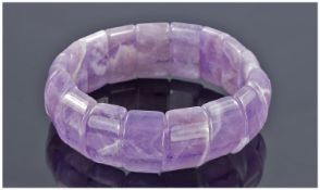 Amethyst Bangle Style Bracelet, smooth pieces of the Brazilian mined lavender amethyst, flat on the