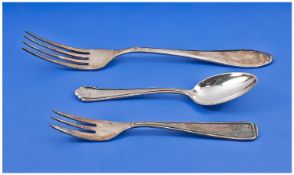 WW2 German L/W Cutlery, fork, dessert fork and coffee spoon.