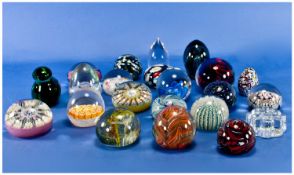 Collection Of 22 Paperweights Comprising Isle Of Wight, Caithness, Murano, Perthshire Etc