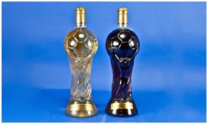 Two Novelty Wine Bottles (sealed, in tact) in the form of world cup 1998 writing to seal ``Mis En