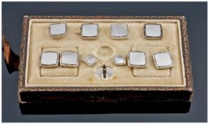 A Boxed Set of Silver and Mother of Pearl Cufflinks and Studs. c.1930`s.