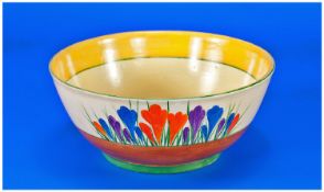 Clarice Cliff Hand Painted Bowl `Autumn Crocus`. Circa 1929. 3 inches high, 7 inch diameter. Over
