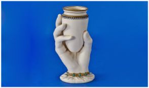 Royal Worcester Hadleys Hand Vase, date 1865. Printed stamp to base. Uncommon Worcester piece. 5.75