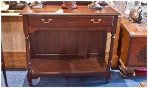 Mahogany Finish Hall Table, With Single Drawer Above a Shelf, Height 33½ Inches, 38 Inches Wide