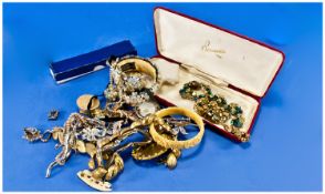 Small Quantity Of Costume Jewellery And Oddments Comprising Bangle, Paste Set Jewellery, Necklace