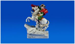 Dresden Sheibe-Alsbach Porcelain Figure of Napoleon on horseback.  9.25 inches high.