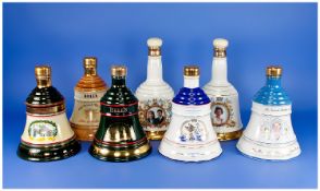 Bells Old Scotch Whiskey Commemorative Decanters, filled with old scotch whiskey. All sealed and