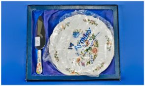 Aynsley Cake Plate And Slice. Original box and packaging `Cottage Garden`