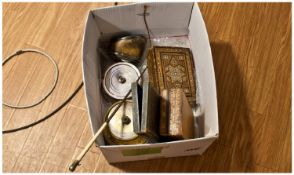 Box Of Miscellaneous Items Including boxes, watch, whip, butter dish, fish servers etc.