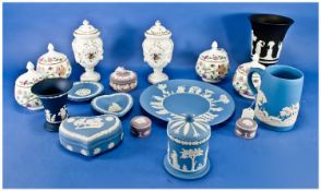 Collection Of Wedgwood Jasperware Including trinket pots, plates etc plus a set of 4 Minton lidded