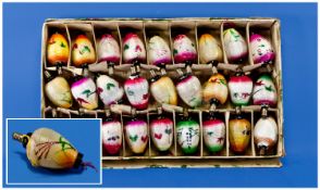 Japanese Early 20th Century Handpainted Lantern Bulbs, 27 in total. Original box. Interesting lot.