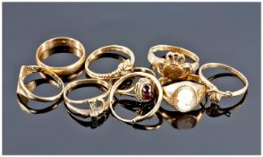 A Collection of 9ct Gold Rings, 8 in total. 14.1 grams. All marked.