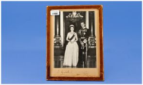 Presentation Photograph Of Queen Elizabeth II & Prince Phillip signed 1962 in original presentation