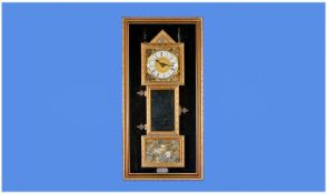 Unusual Big Ben Wall Clock. Enclosed in a frame, made from parts from old clocks and watches. With