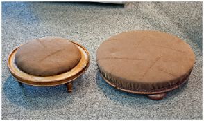 Pair Of Circular Footstools, 1 walnut.