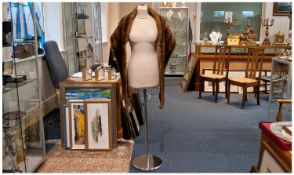 Dark Blonde Mink Stole, short back with elongated fronts or could be worn further off the shoulder,