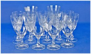Collection of Drinking Glasses comprising set of 10 sherry/liqueur glasses, pair of conical wine