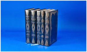 Collection of Approximately 31 Blue Leather Bound Books, English Classics. Including Robbery Under