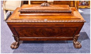 A Very Large William IV Mahogany Wine Cellarette Wine Cooler, Of Sarcophagus Form, The Moulded And