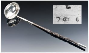 George III Silver Punch Ladle, with Wooden Twist Handle and Silver End. Makers Mark ( Robert