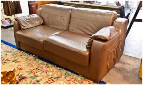 CSL Divani Studio Modern Good Quality Chocolate Brown Leather Sofa Bed. 33 inches high, 79 inches