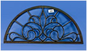 A Good Quality Crescent Shaped Loaded Glass Section for top of a door. 11 inches high and 22 inches
