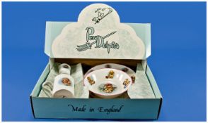 Boxed Pendelfin Porcelain Gift Set Comprising cup, egg cup, plate & bowl. Pendelfin mark to base.