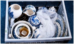 WITHDRAWN// Box Of Ceramics Including a collection of blue & white & part teaset.