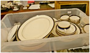 Part Dinner Service, Various Makes, Blue & Gold Design On White Ground Comprising cups, saucers,