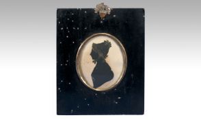 Victorian Framed Silhouette Of A Young Woman, Ebonised Frame.