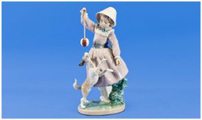 Lladro Figure Rare `Teasing The Dog` Model number 5078. Sculptor Salvador Furio. 10.75`` in height